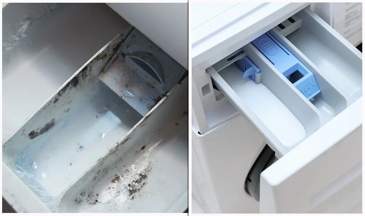 clogged washing machine dispenser drawer