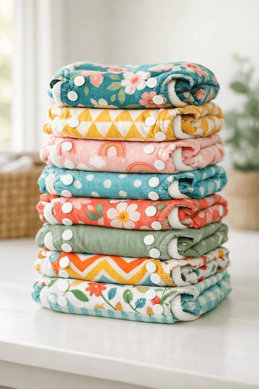cloth diaper stack folded